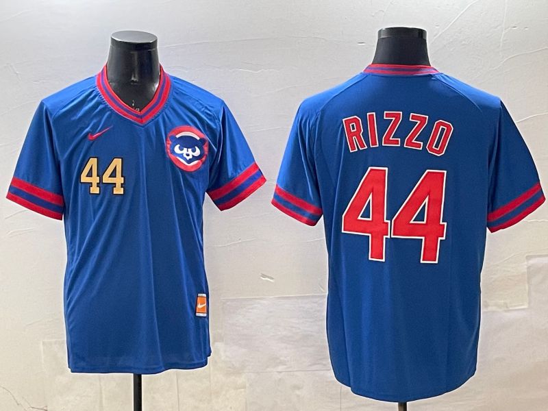 Men Chicago Cubs #44 Rizzo Blue Throwback Game 2025 Nike MLB Jersey style 4